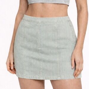 Wild Fable Sage Green Seamed Denim Mini Skirt High Waisted Size 12